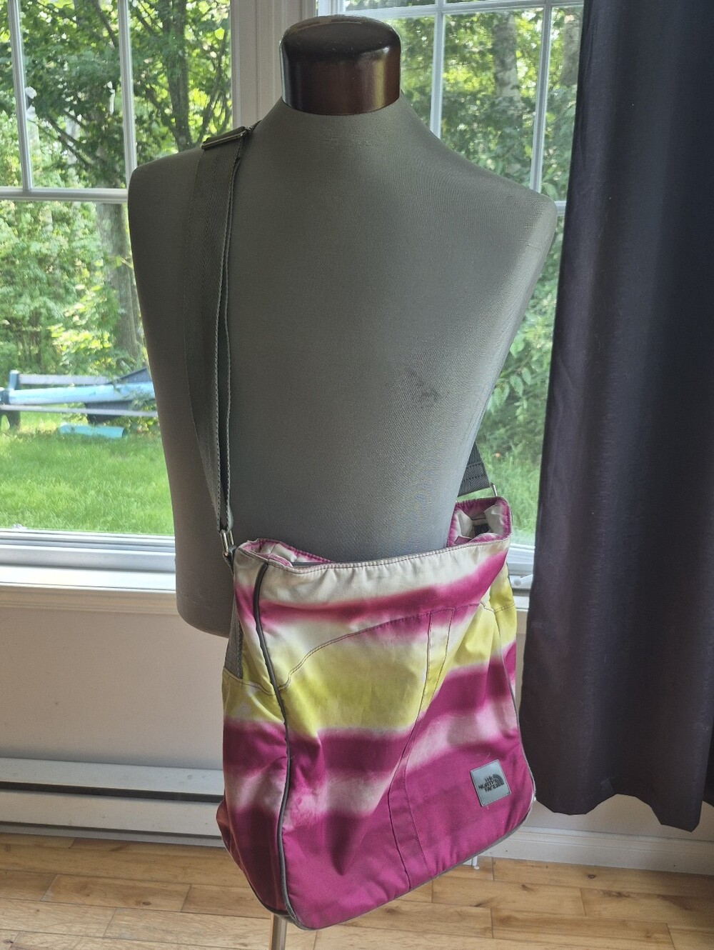 The North Face Pink and Yellow Tie-Dye Crossbody Shoulder Bag